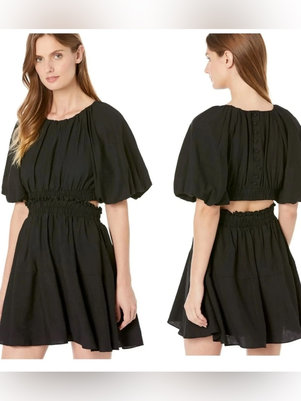 [MOON RIVER] Bubble Sleeve Back Cutout Minidress